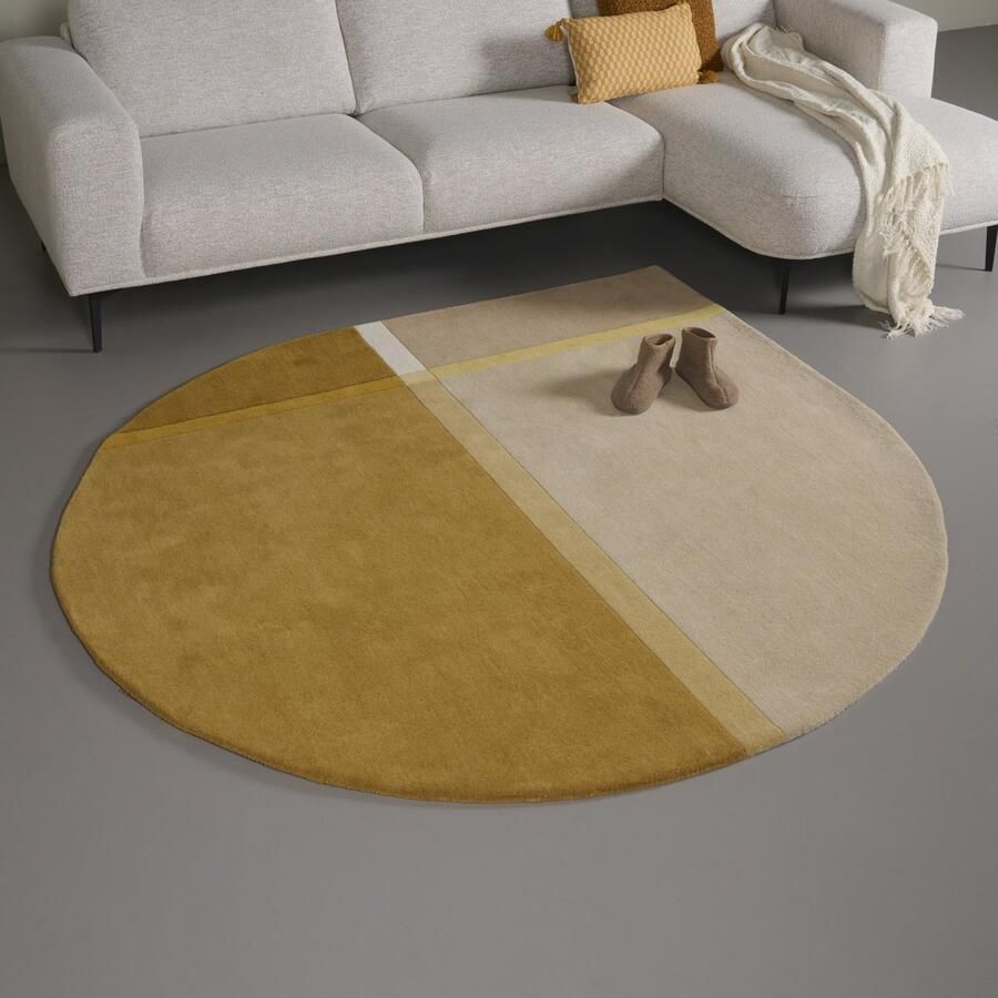 Woonexpress Vloerkleed 200 Pam Stof Beige Geel Goud Oker 200 x 0 x 200 cm (BxHxD)