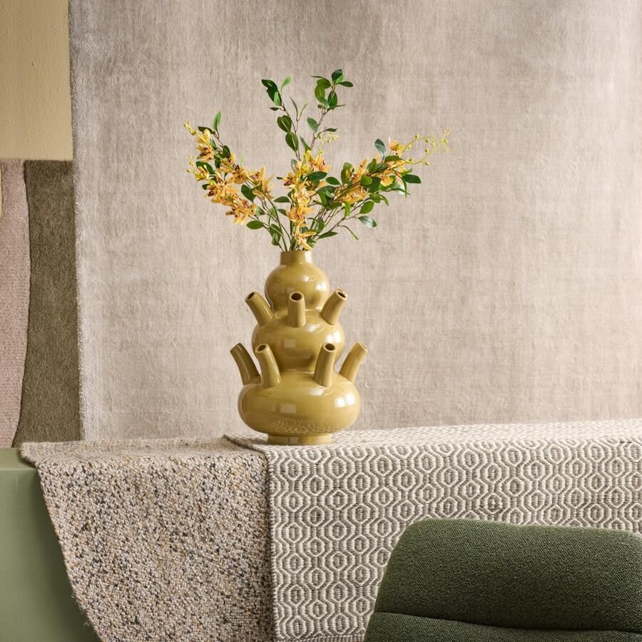 Woonexpress Vloerkleed Peddel Golf Wol Groen 160 x 230 cm (BxD) Laagpolig Geweven Patroon