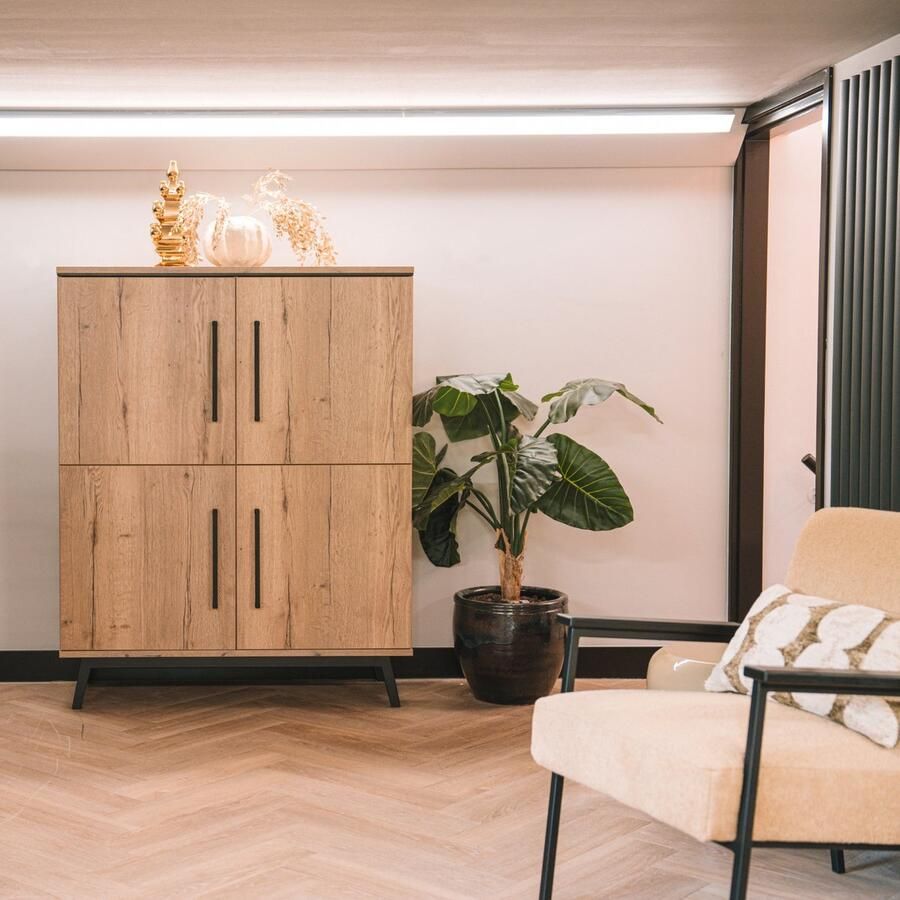 Woonexpress Wandkast Batenburg Bruin MDF Eiken Structuur 150x120x45cm (hxbxd)