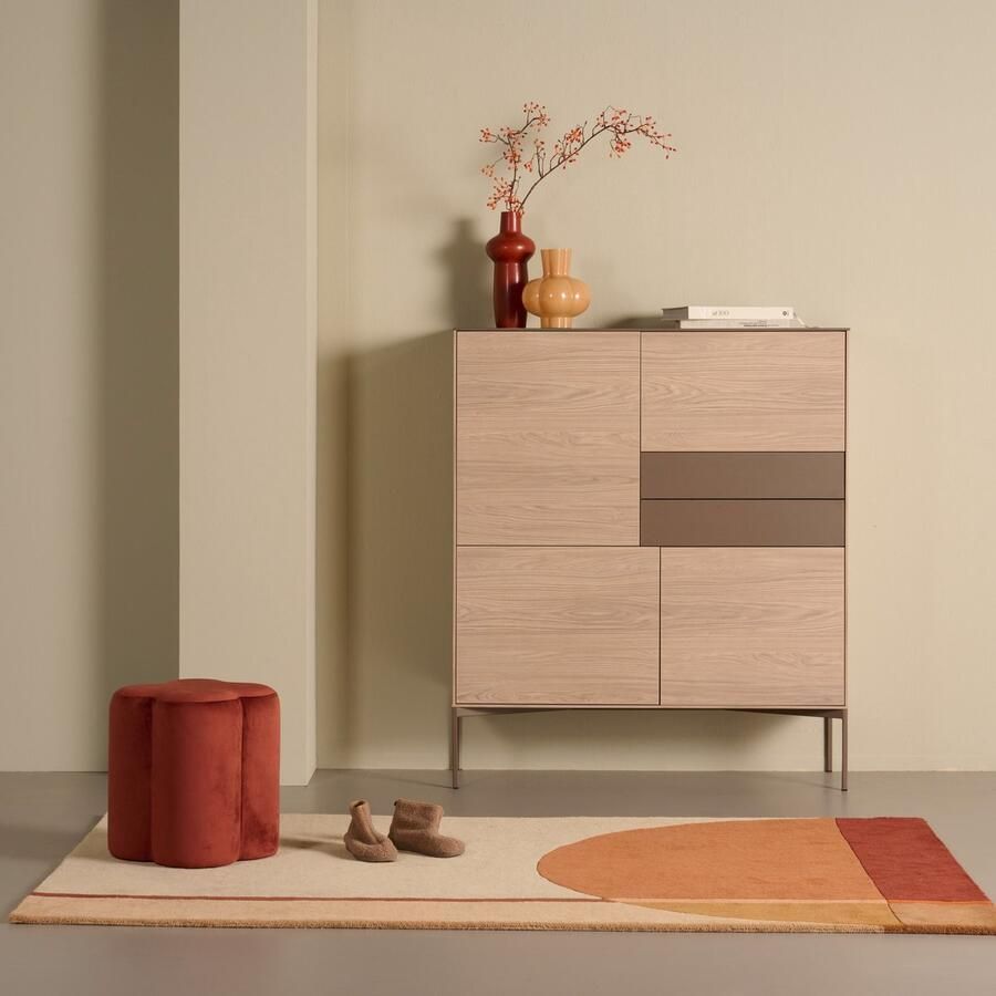 Woonexpress Wandkast Fado MDF Decor-de-luxe Eiken Houtlook 120x140x42 cm (BxHxD) Kleur Misty Oak Latte Gemonteerd