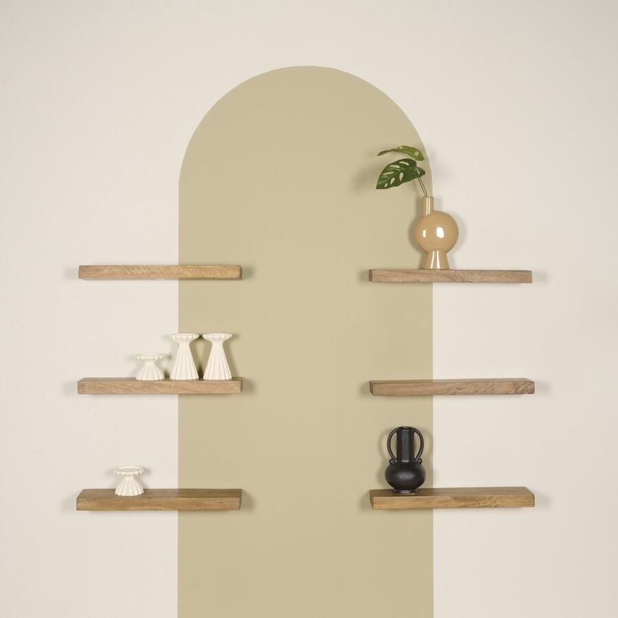 Woonexpress Wandplank Avola Mangohout Bruin 36x4x12 cm (BxHxD) Zwevend