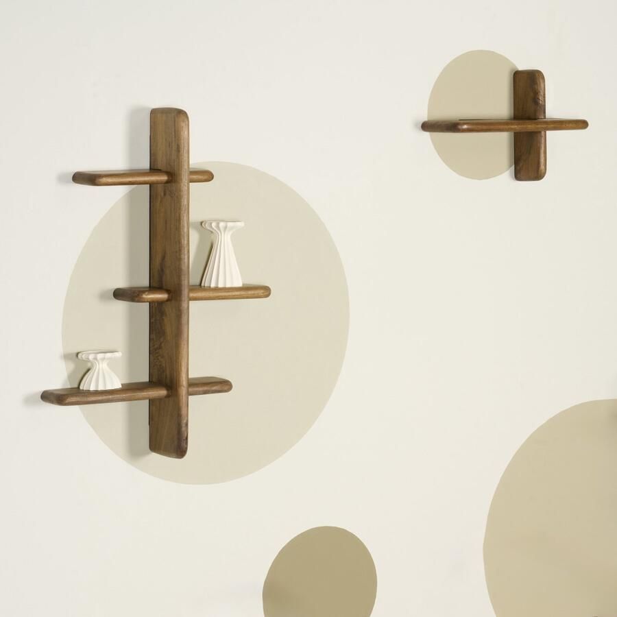 Woonexpress Wandrek Foggia Mangohout Bruin 51x75x14 cm (BxHxD) Trendy Wanddeco 3 Planken