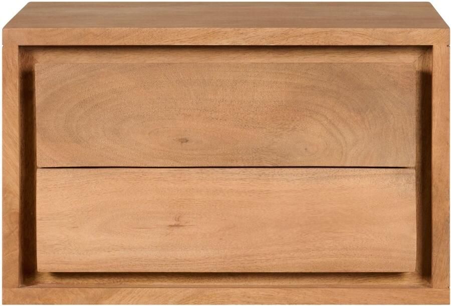 Woonexpress Zwevend Nachtkastje Geleen Mangohout Bruin 40x25x30 cm (BxHxD) Met 2 lades