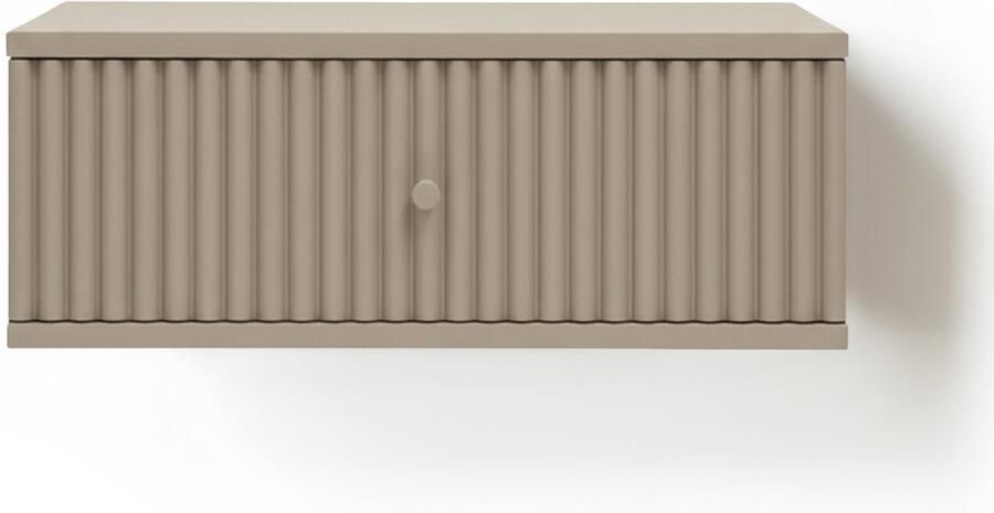 Woonexpress Zwevend Nachtkastje Sem Mangohout Taupe 45x18x35 cm (BxHxD Met Lade Eenvoudig Ophangsysteem - Foto 3