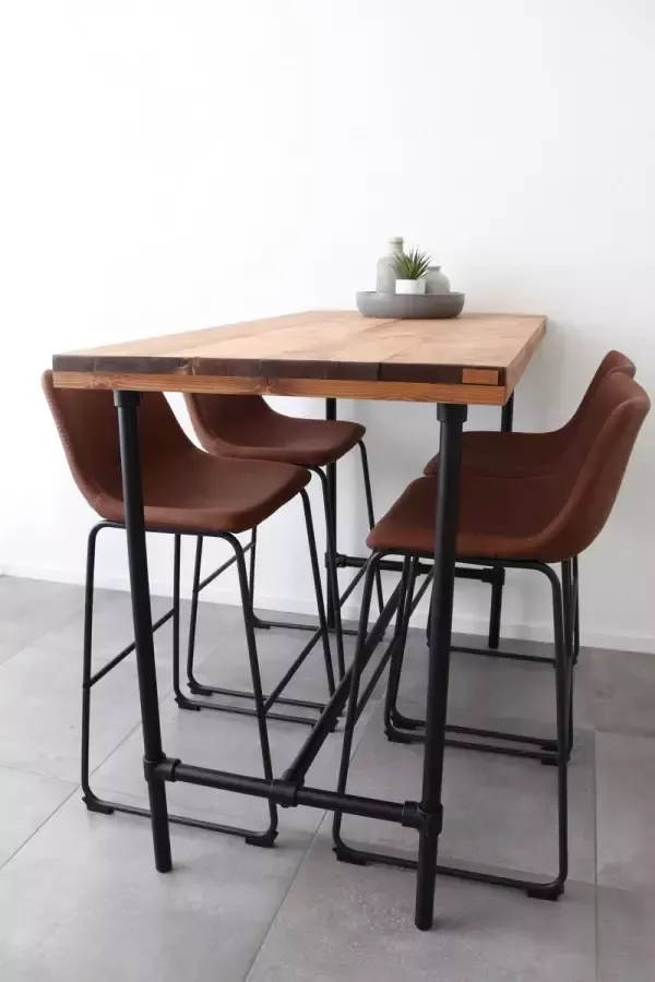 Woonhout Bartafel JAKE Steigerhout Bruin (zwart 33 7 mm)