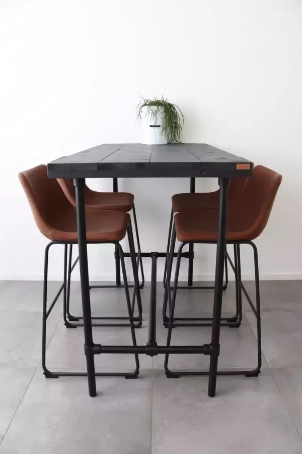 Woonhout Bartafel JAKE Steigerhout zwart (zwart 33 7 mm)