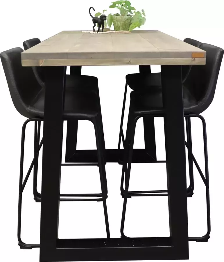 Woonhout bartafel TIBBE steigerhout Lichtgrijs 120 cm