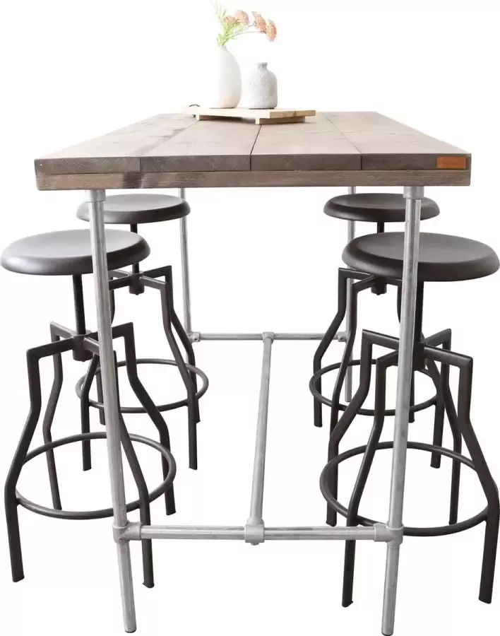 Woonhout Bartafel TUBE Steigerhout lichtgrijs (140 cm) Steigerbuizen 26 9 mm