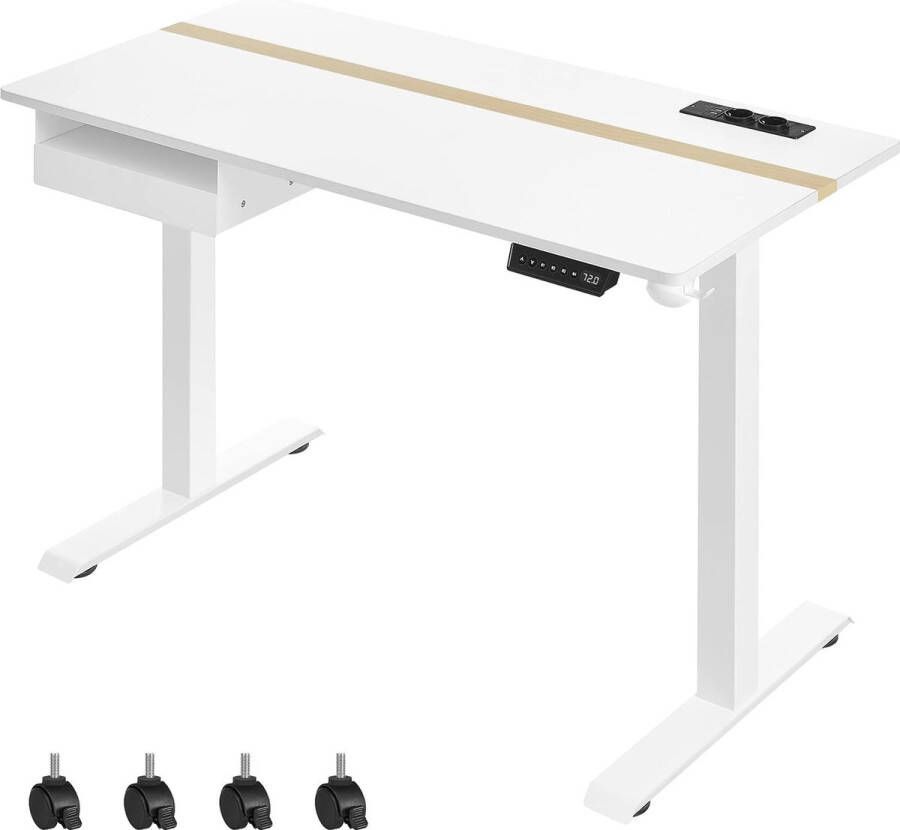 woonique Zit Sta Bureau Elektrisch verstelbaar in hoogte 60 x 140 cm Geheugenfunctie Wit Sta Bureau