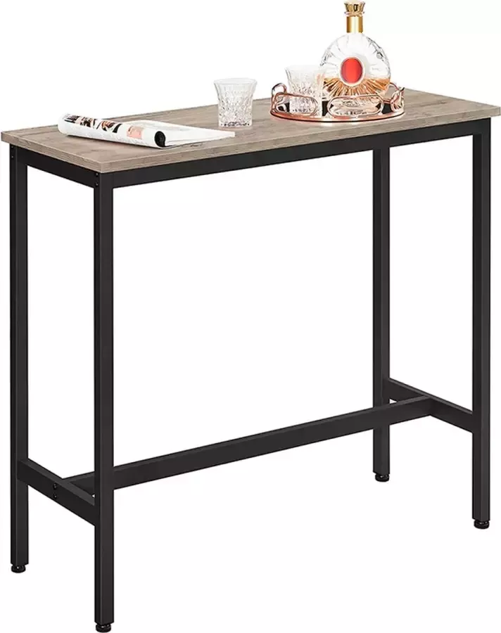WoonWerkInterieur Bartafel Stalen Frame Grijs 100 x 40 x 90 cm Keukentafel Keukenstoelen