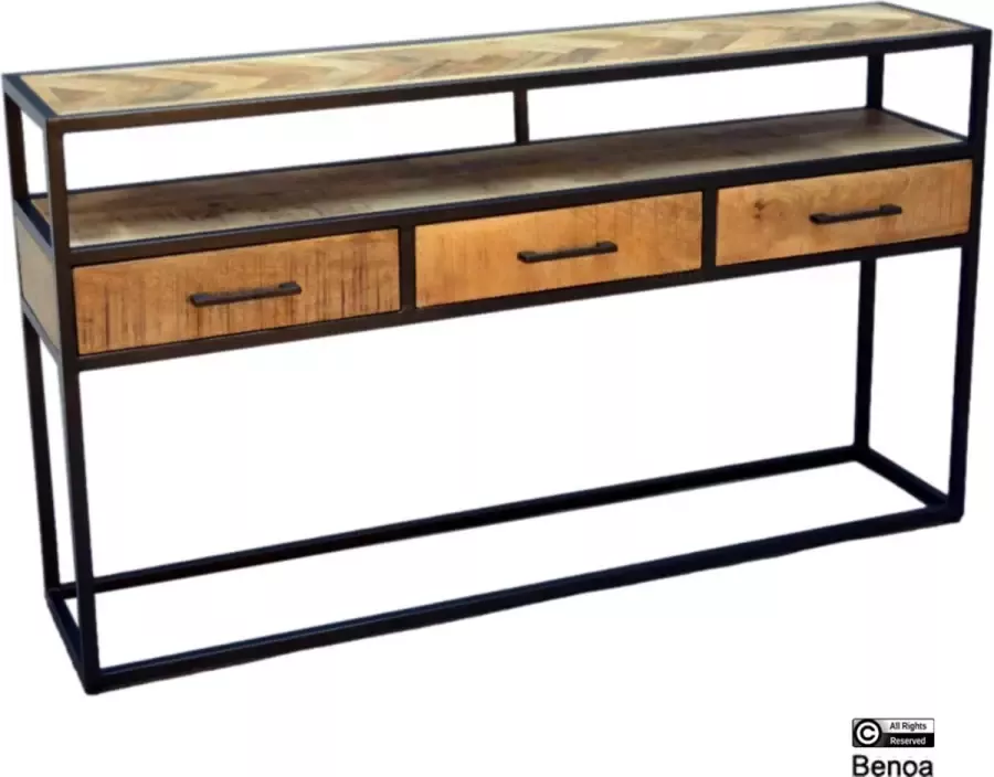 Woonwinkel24 Consoletafel industrieel jax Mangohout Mango naturel 140 x 30 x 78(h) cm