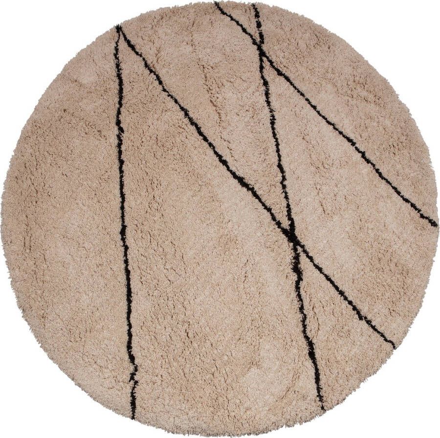 WOOOD Cleo Vloerkleed Rond Polyester Off-White 1x200x200