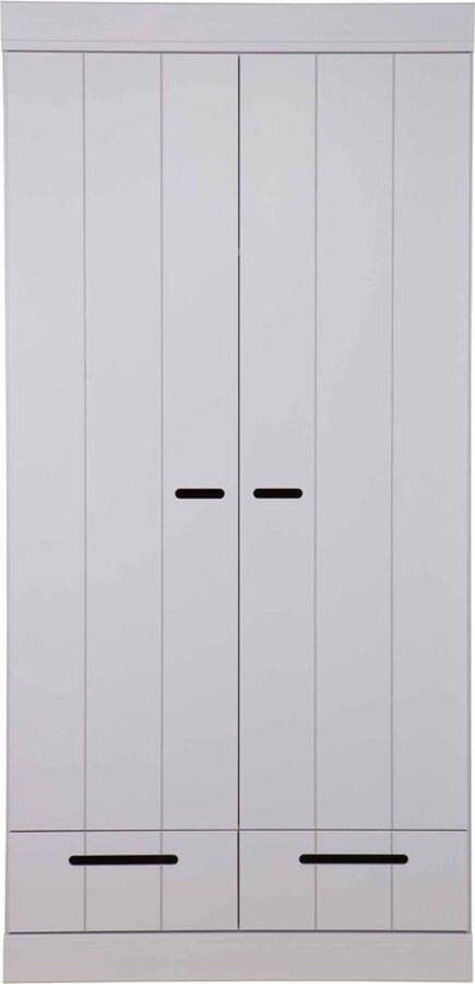 WOOOD Connect Kledingkast 2-Deurs met Lade Grenen Betongrijs 195x94x53 - Foto 4