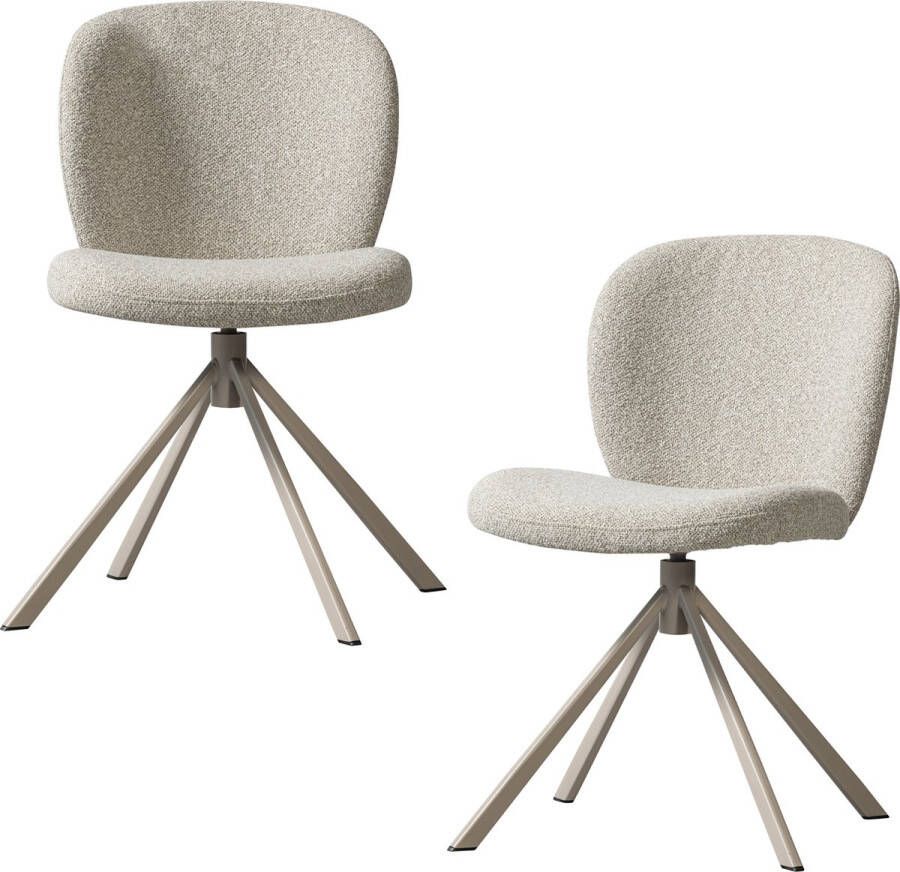 WOOOD Femke Eetkamerstoelen Bouclé Naturel Set van 2 - Foto 2