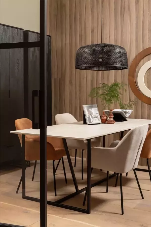 WOOOD eetkamerstoelen Vos Polyester Kaneel Set van 2