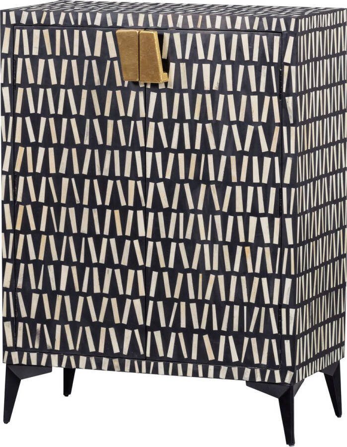 WOOOD Exclusive Menne Opbergkast Bone Inlay Zwart Wit 108x81x43 - Foto 3