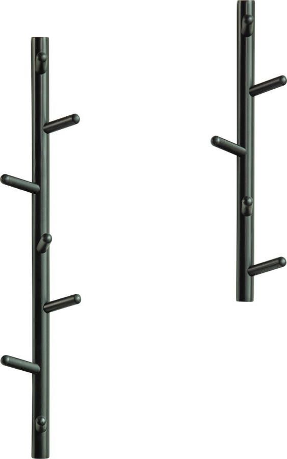 WOOOD Kapstok 5 Haaks Marit Hout Zwart Set van 3