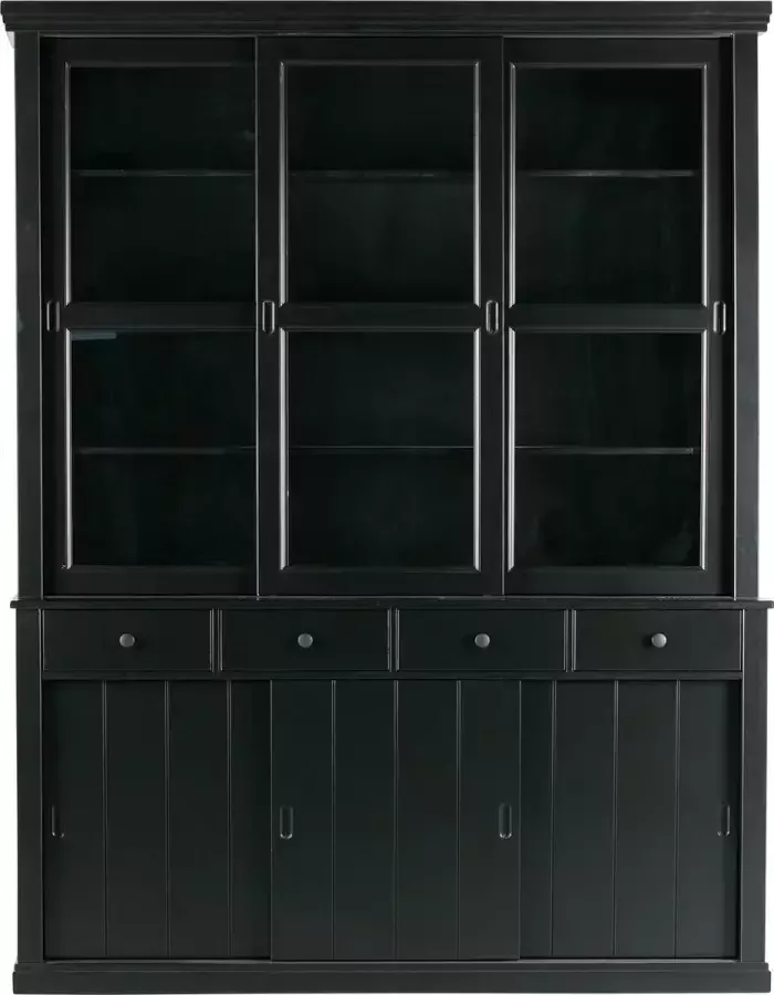 WOOOD Lagos Vitrinekast Grenen Zwart 214x166x48 - Foto 2