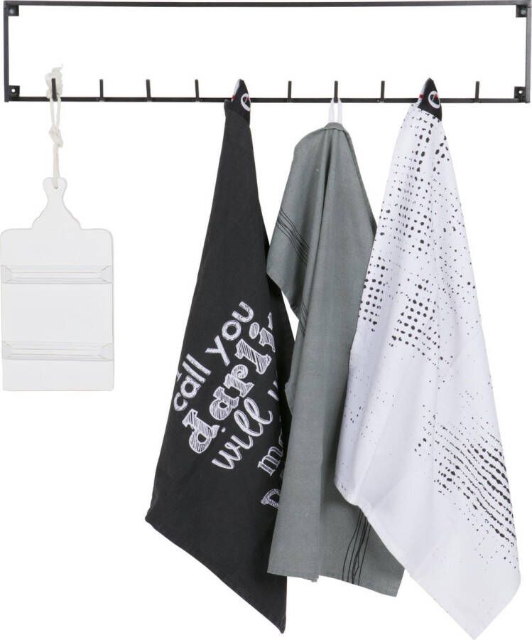 WOOOD Meert Kapstok 10 Haken Metaal Zwart 16x82 8x3 5