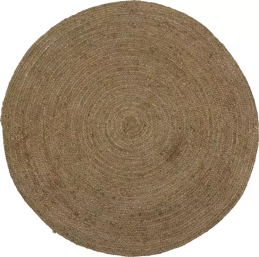 WOOOD Ross Vloerkleed Jute Army Groen 1x150x150 - Foto 1