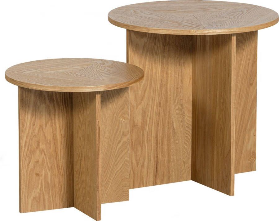 WOOOD set van 2 Bijzettafels Lina Hout Naturel 45x45x45 35x35x35 - Foto 2