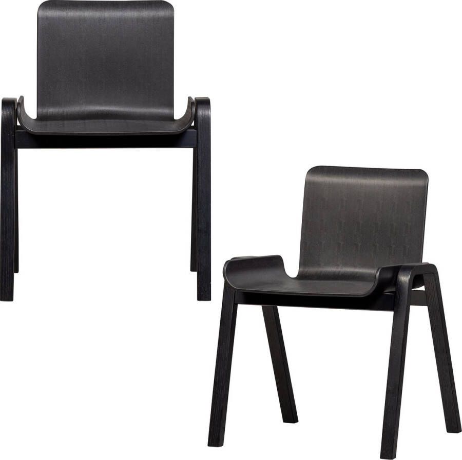 WOOOD Molly Eetkamerstoelen PP Multiplex Zwart Set van 2