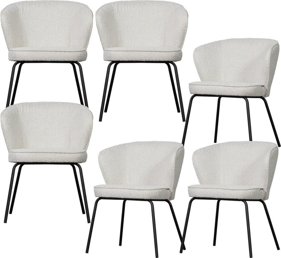 BePureHome eetkamerstoelen Admit Bouclé Naturel Set van 6