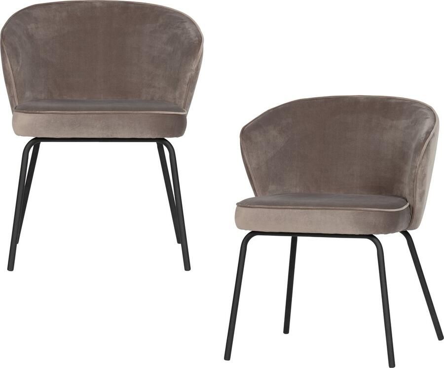 BePureHome Admit Eetkamerstoelen Fluweel Khaki Set van 2 - Foto 4