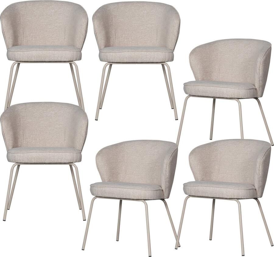 BePureHome Admit Eetkamerstoelen Polyester Pebble Set van 6