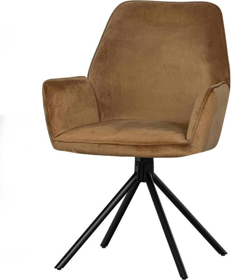 WOOOD amber eetkamerstoel fluweel karamel set van 2 Stoelen Polyester 88 centimeter x 60 centimeter x 61 centimeter