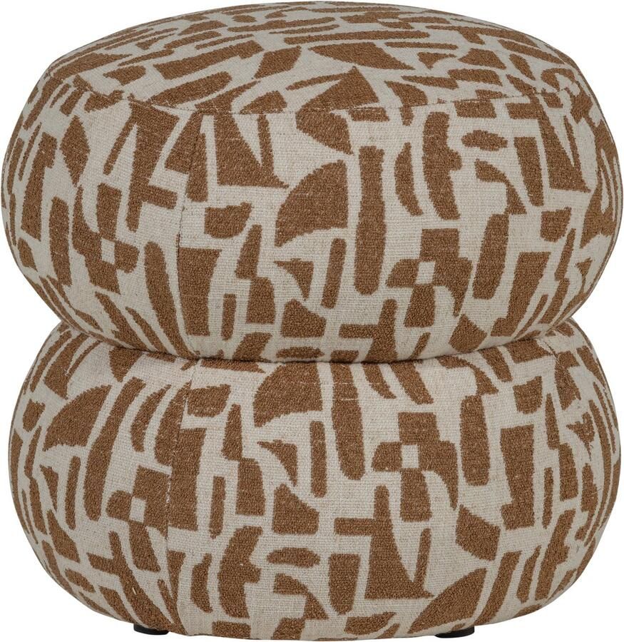 WOOOD Anic Poef Polyester Grafisch Patroon Bruin 40x43x43