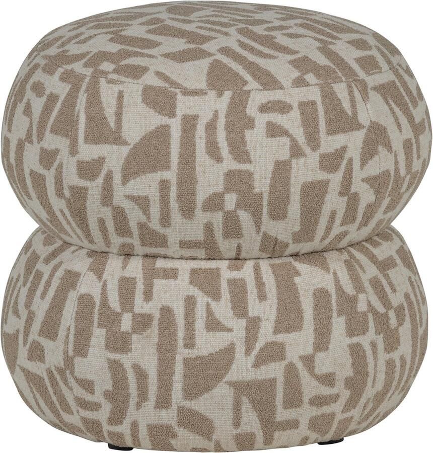 WOOOD Anic Poef Polyester Grafisch Patroon Zand 40x43x43