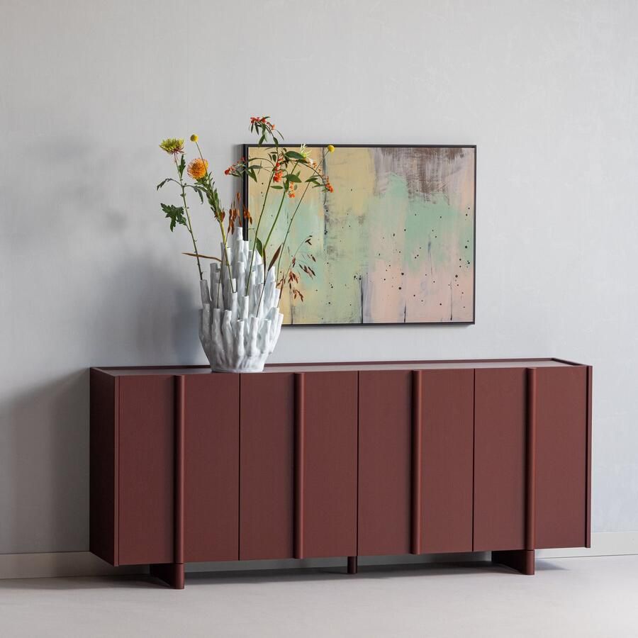 WOOOD Basu Dressoir Grenen Bordeauxrood 85x200x46