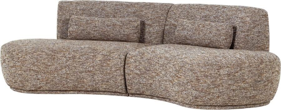 WOOOD Batavier Half Ronde Bank 4-Zits Polyester Lichtbruin