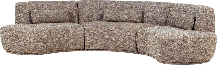 WOOOD Batavier Half Ronde Bank 6-Zits Polyester Lichtbruin Melange