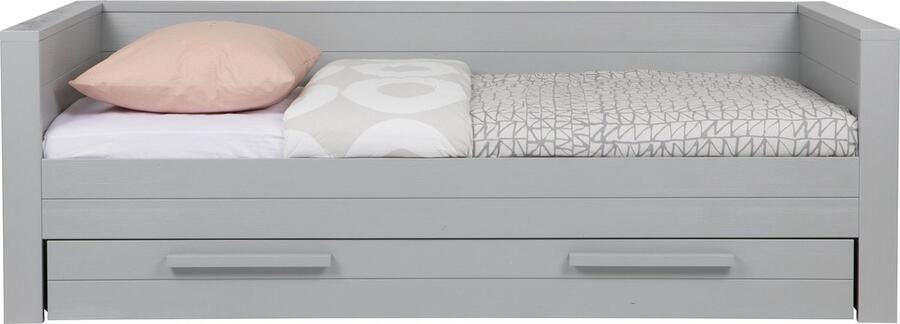 WOOOD Dennis bedbank incl. Bedlade Grenen Betongrijs 219x73x101
