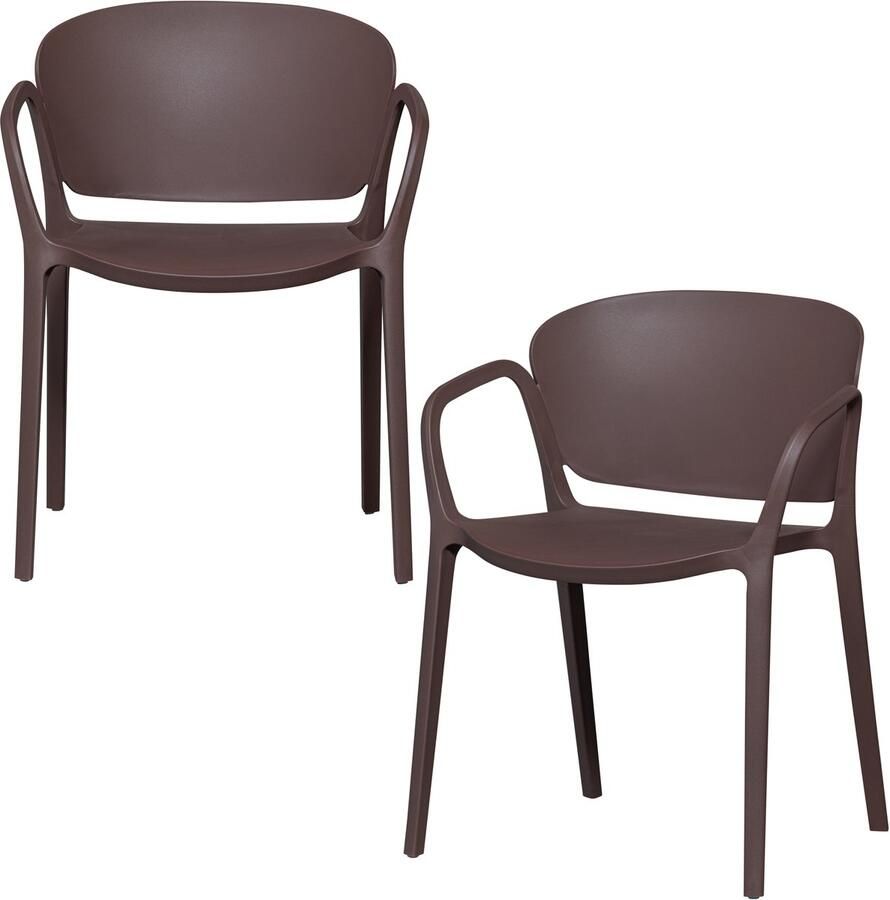 WOOOD Bent Tuinstoelen Kunststof Paars Bruin Set van 2