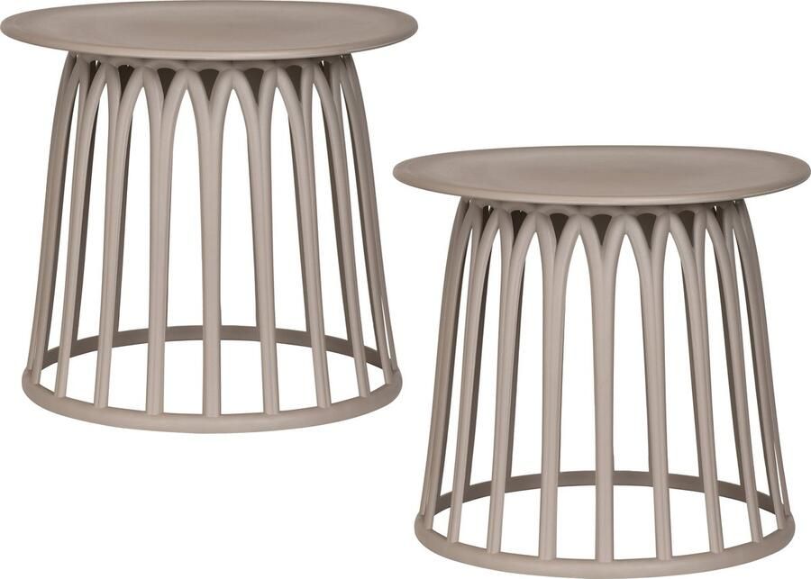 WOOOD Boy Bijzettafels Buiten Kunststof Taupe Set van 2 - Foto 1