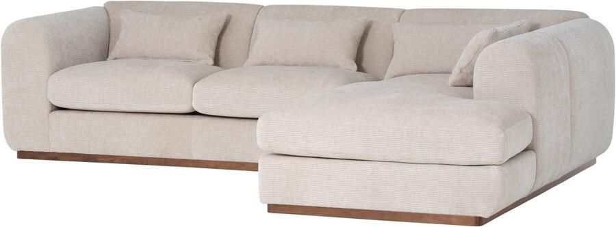 WOOOD Brenvo Hoekbank Rechts Structure Velvet Zand 73x306x178
