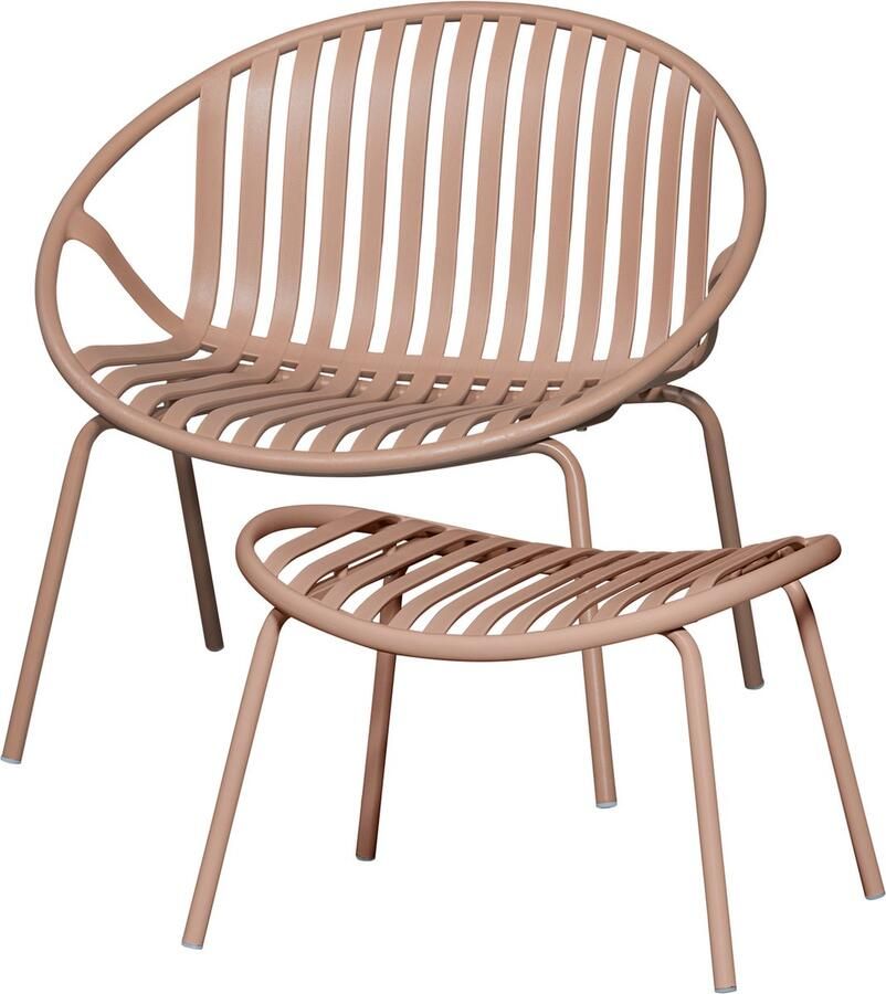 WOOOD Bruce Fauteuil PP Metaal Aluminium Zalm Roze 73x81x72 cm