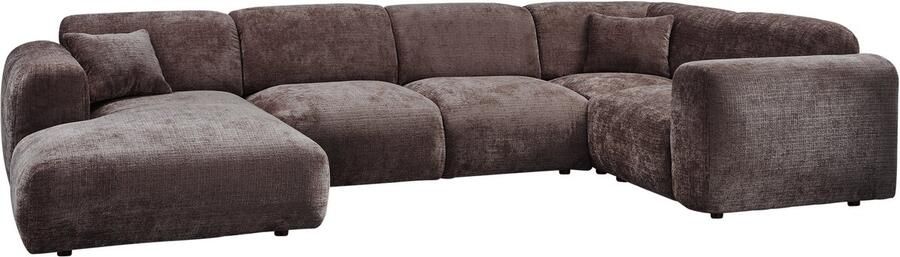 WOOOD Cloud Hoekbank Rechts Chenille Warm Bruin 80x345x198 cm