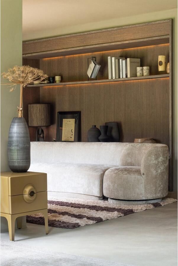 WOOOD Loungebank Combi-Popular: Bank + fauteuil met grof chenille gevoerd breedte 370 cm