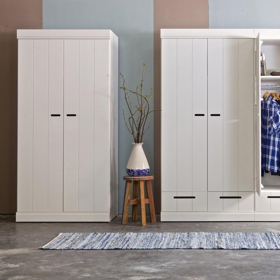WOOOD Connect Kledingkast 2-Deurs Grenen Wit 195x94x53 - Foto 2