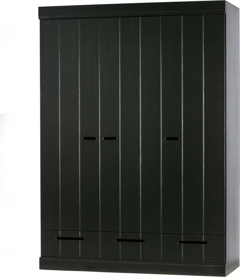 Woood Connect Kledingkast H 195 x B 140 x D 53 cm Lades Planken en Roede Zwart - Foto 3
