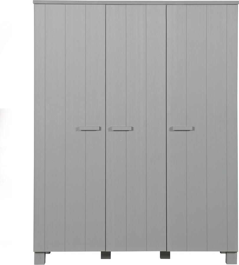 WOOOD Dennis 3-Deurs Kast Grenen Geborsteld Betongrijs 202x158x55 - Foto 5