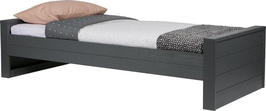 WOOOD Dennis Bed Excl Lade Grenen Geborsteld Staal Grijs 53x219x95 - Foto 6