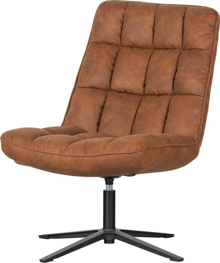 WOOOD Dirkje Draaifauteuil Leerlook Cognac 101x70x85