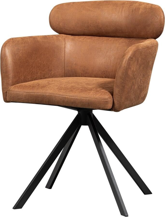 WOOOD draaibare eetkamerstoel Fenne Kunstleer Cognac 80x58x60 cm