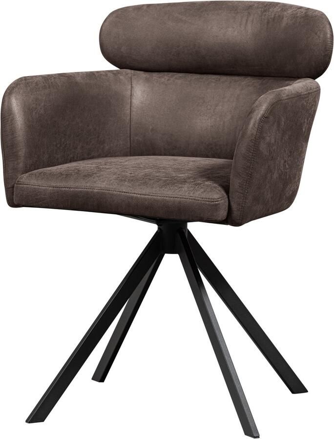 Woood Fenne Draaibare Eetkamerstoelen -Leerlook- Zwart|Grijs-Set van 2