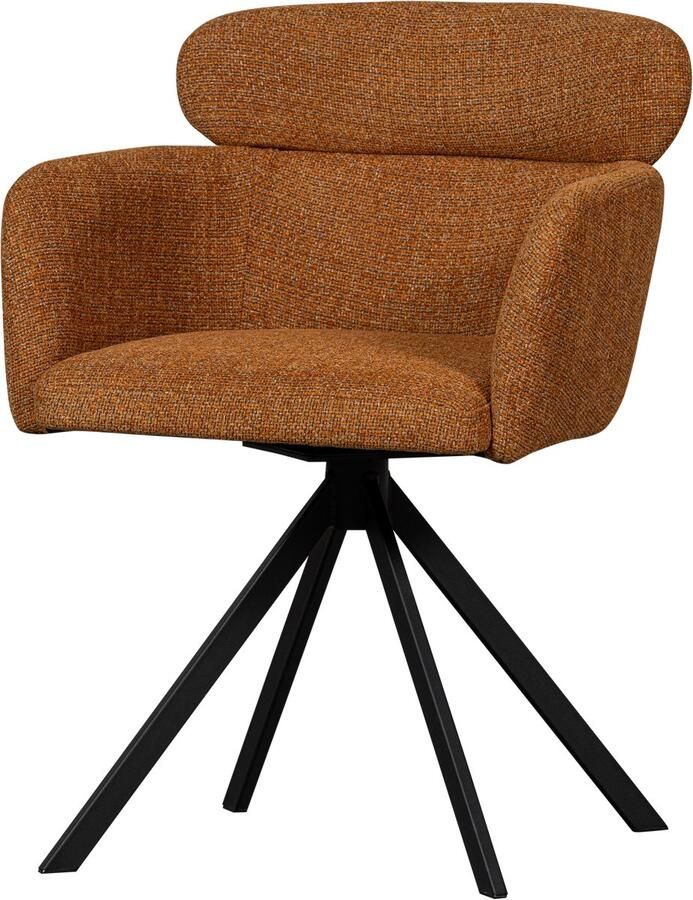 WOOOD Eetkamerstoel Fenne Gestoffeerde stoel met draaivoet geweven stof hoogte 80 cm (set 2 stuks) - Foto 7